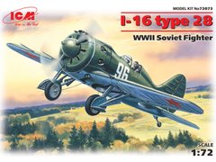 Prefab model 1/72 aircraft I-16 type 28, Soviet fighter of World War 2 ICM 72073
