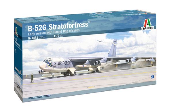 Prefab model 1/72 aircraft B-52G Stratofortress early version with Hound Dog missiles Italeri 1451