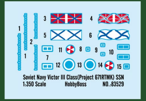 Збірна модель 1/350 soviet Navy Victor III Class (Project 671RTMK) SSN HobbyBoss 83529