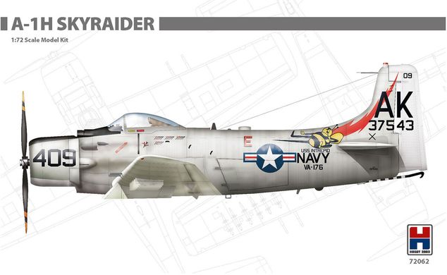Збірна модель 1/72 штурмовий бортовий літак A-1H Skyraider Hobby 2000 72062
