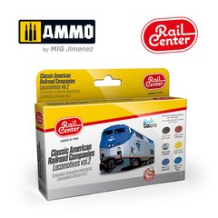 Набір фарб для локомотивів Classic American Railroad Companies – Locomotives Vol.2 Ammo Mig R1008