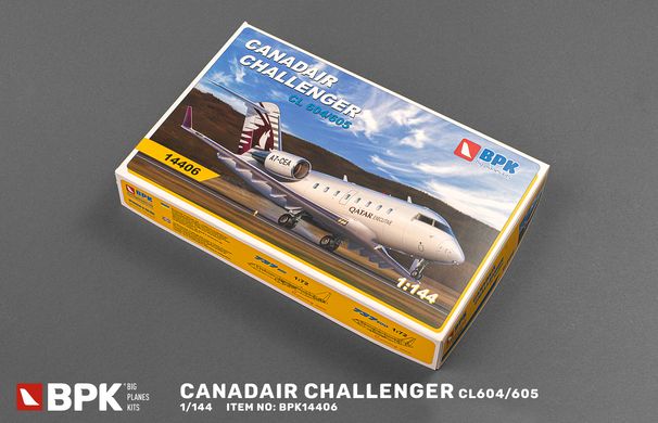 Сборная модель 1/144 самолет Canadair Challenger CL604/605 BPK 14406