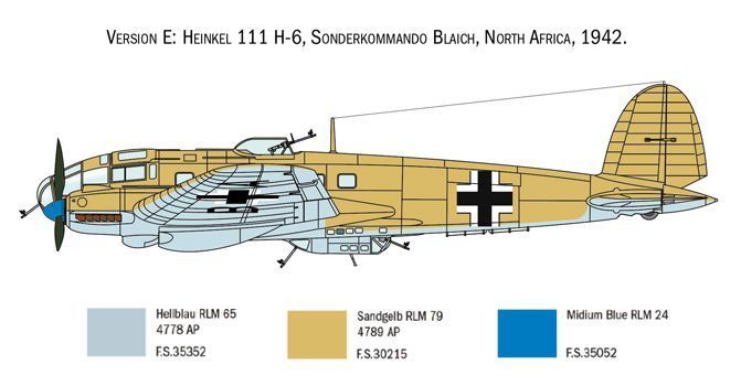 Збірна модель 1:72 літак Heinkel He 111H Battle of Britain 80th Anniversary Italeri 1436