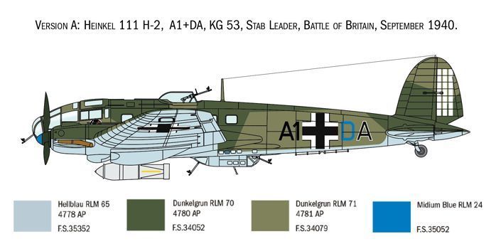 Збірна модель 1:72 літак Heinkel He 111H Battle of Britain 80th Anniversary Italeri 1436