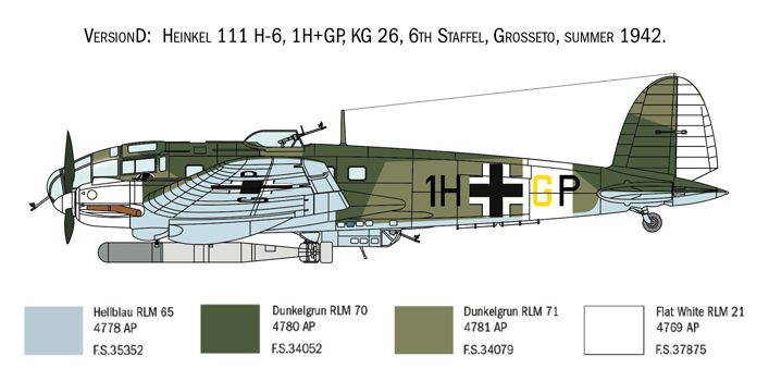 Збірна модель 1/72 літак Heinkel He 111H Battle of Britain 80th Anniversary Italeri 1436