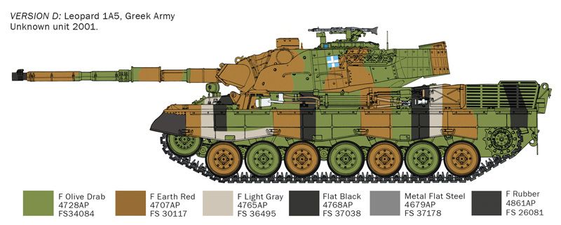 Assembled model 1/35 tank Leopard 1A5 German Main Battle Tank (MBT) LEOPARD 1 A5 Italeri 6481