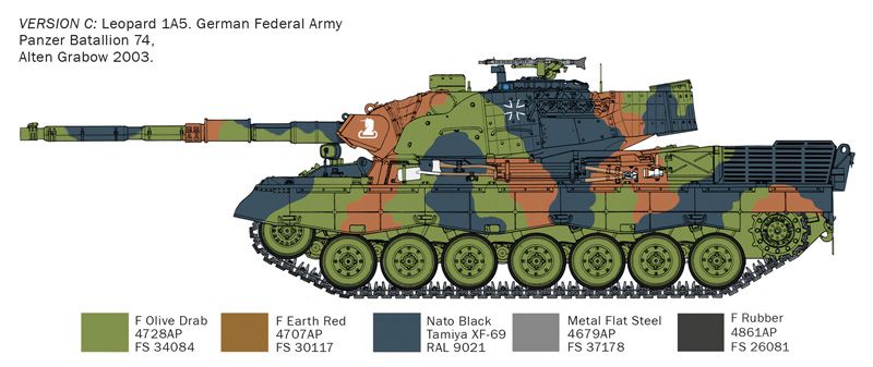 Сборная модель 1/35 танк Леопард 1А5 German Main Battle Tank (MBT) LEOPARD 1 A5 Italeri 6481