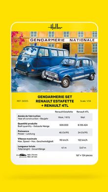 Assembled model 1/24 car Gendarmerie Set Renault Estafette + Renault 4TL Heller 50325