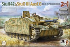 Сборная модель 1/35 истребитель танков StuH 42 & StuG III Ausf.G Early Production 2 в 1 Takom 8009