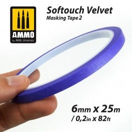 Оксамитова маскувальна стрічка Softouch 2 (6 мм x 25 М) (Softouch Velvet Masking) Ammo Mig 8241