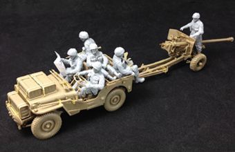Збірна модель 1/35 Британська протитанкова гармата 6 Pdr (бортова) з вантажівкою 1/4 тонни з екіпаже