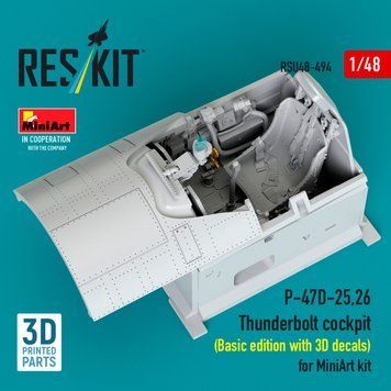 Масштабна модель 1:48 кабіна P-47D-25,26 Thunderbolt (базова версія з 3D-наклейками) для набору Min