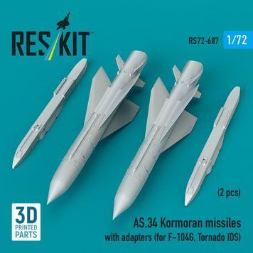 Scale model 1:72 AS.34 Kormoran missile with adapters (2 pcs.) (for F-104G, Tornado IDS) Reskit RS72-0607