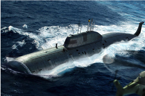 Prefab model 1/350 submarine Russian Navy Akula Class Attack Submarine HobbyBoss 83525