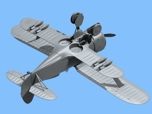 Збірна модель 1/48 літак I-153 "Чайка", радянський винищювач-біплан 2 Світової війни ICM 48095