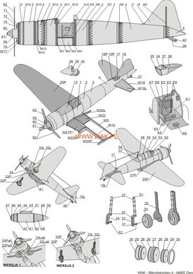 Бумажная модель 1/50 четыре самолета серии Перл-Харбор Curtiss P-40B Tomahawk, Mitsubishi A6M2 Zero, A