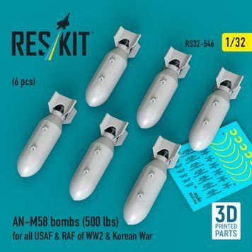 Масштабная модель 1:32 бомбы AN-M58 (500 фунтов) Reskit RS32-0546