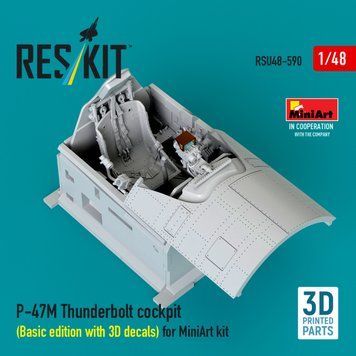 Масштабна модель 1:48 кабіна P-47M Thunderbolt (базова версія з 3D-наклейками) для набору MiniArt 3D