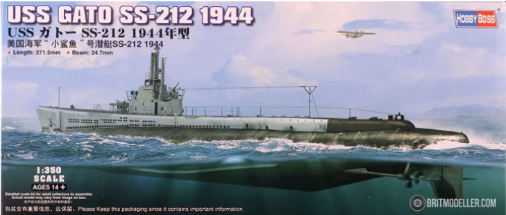 Збірна модель 1/350 підводний човен USS Gato SS-212 1944 HobbyBoss 83524