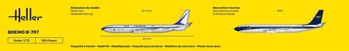 Prefab model 1/72 airliner Boeing B-707 - Starter kit Heller 56452