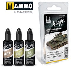 Набір фарб для нанесення тіней Shader Set American Green Ammo Mig 7322