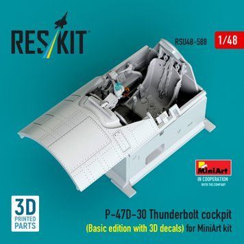 Масштабна модель 1:48 кабіна P-47D-30 Thunderbolt (базова версія з 3D-наклейками) для набору MiniArt 3D Reskit RSU48-0588