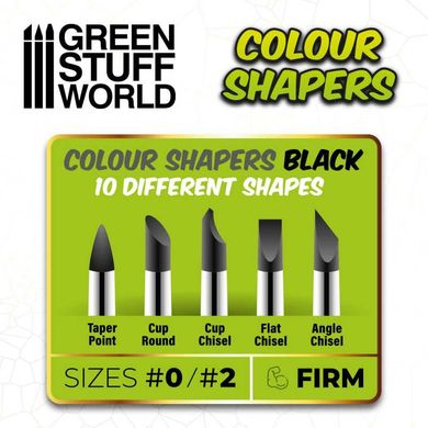 Силіконові пензлі - комбінований розмір 0 і 2 - FIRM BLACK Green Stuff World 9008