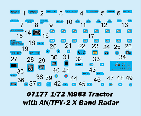 Збірна модель 1/72 тягач M983 з радаром AN/TPY-2 X-діапазону Trumpeter 07177