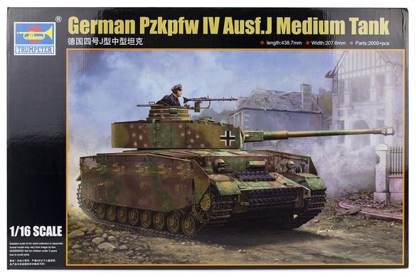 Збірна модель 1/16 середній німецький танк Pz.Kpfw IV Ausf. F2 Trumpeter 00919