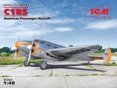 Assembled model 1/48 plane C18S, American passenger plane ICM 48185
