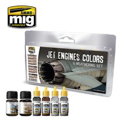 Набір для везерінгу для реактивних двигунів Jet Engines Colors and Weathering Set Ammo Mig 7445
