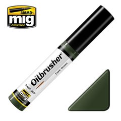 Олійна фарба з вбудованим пензлем-аплікатором OILBRUSHER Темно-зелений Ammo Mig 3507