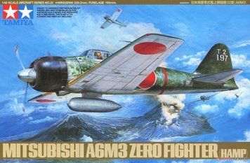 Assembled model 1:48 plane Mitsubishi A6M3 Zero Fighter (HAMP) Tamiya 61025