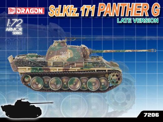 Assembled model 1/72 tank Sd.Kfz. 171 Panther G Late Version Dragon D7206