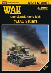 Бумажная модель 1/25 американский легкий танк M3A1 Stuart WAK 3/09
