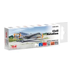 Set of acrylic paints “Civil Aviation” 6x12 ml.ICM 3055
