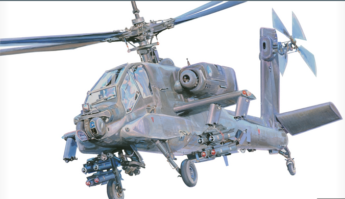 Assembled model 1/72 helicopter AH-64A KLU Apache MisterCraft D-37