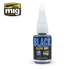 Клей Чорний ціаноакрилат повільного висихання (Black Slow Dry Cyanoacrylate) Ammo Mig 8034