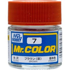 Нитрокраска Mr. Color solvent-based (10 ml) Brown gloss(глянцевый) C7 Mr.Hobby C7
