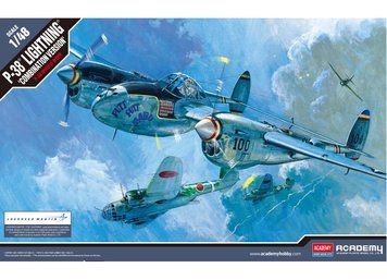 Assembled model 1:48 aircraft P-38 P-38J, Droopsnoot, P-38L, F-5E Academy 12282