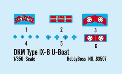 Assembled model 1/350 submarine DKM Type IX-B U-Boat HobbyBoss 83507