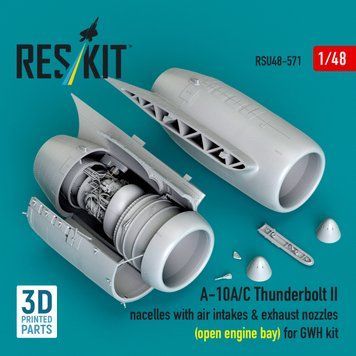 Масштабна модель 1:48 мотогондоли A-10A/C Thunderbolt II з повітрозабірниками та вихлопними соплами(відкритий моторний відсік) для набору GWH(3D-друк)