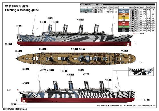 Assembly model 1:200 ship HMT Olympic Trumpeter 03720