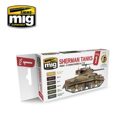 Набір акрилових фарб Кольори британськіх танків і танків Шерман Річпополита Set Sherman Tanks Vol. 1 (WWII Commonwealth) Ammo Mig 7169