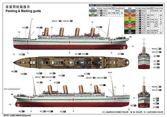 Assembly model 1:200 ship HMHS Britannic Trumpeter 03721