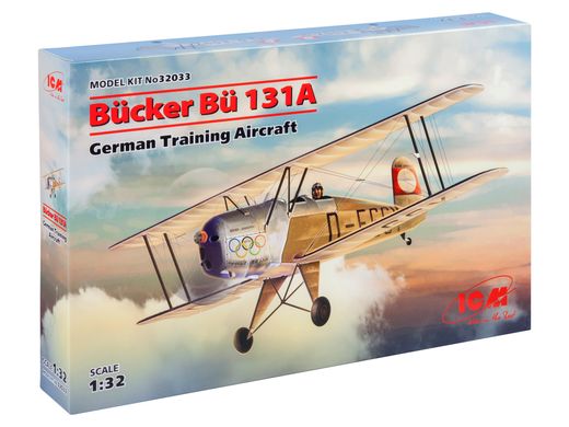 Prefab model 1/32 aircraft Bücker Bü 131A, German training aircraft ICM 32033