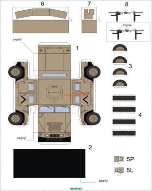 Бумажная модель 1/50 модели транспортных средств, которые использовали США во время операции «Буря в п.