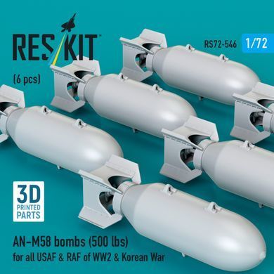 Масштабная модель 1:72 бомбы AN-M58 (500 фунтов) Reskit RS72-0546