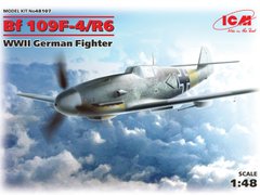 Сборная модель 1/48 самолет Месершмит Bf 109F-4/R6, немецкий истребитель 2 Мировой войны ICM 48107