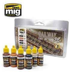 A set of paints for railways Railway Fast Method Paint Set Ammo Mig 7471